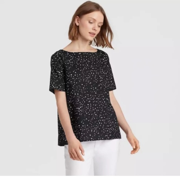 Eileen Fisher Dot Printed Organic Cotton Shirt - Picture 1 of 7